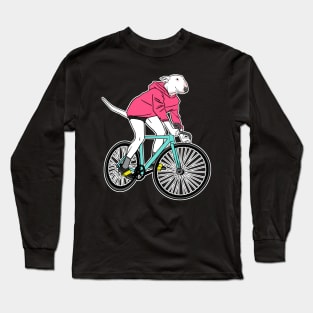 Bull Terrier Riding a Bicycle Long Sleeve T-Shirt